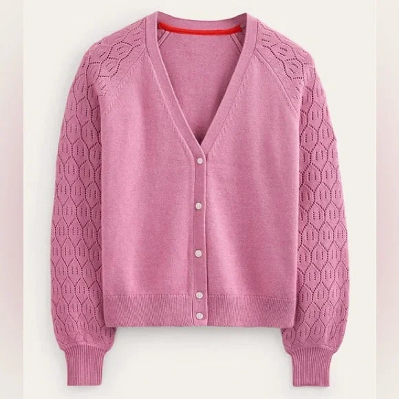 Boden Pointelle Sleeve Cardigan, Wool, Cotton & Cashmere blend - Picture 15 of 16